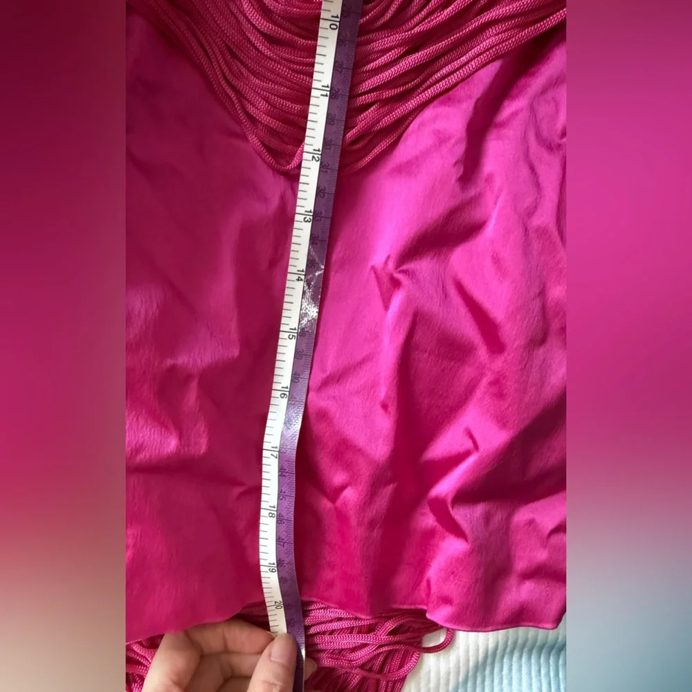 Asymmetrical Draped Fringe Skirt in Hot Pink